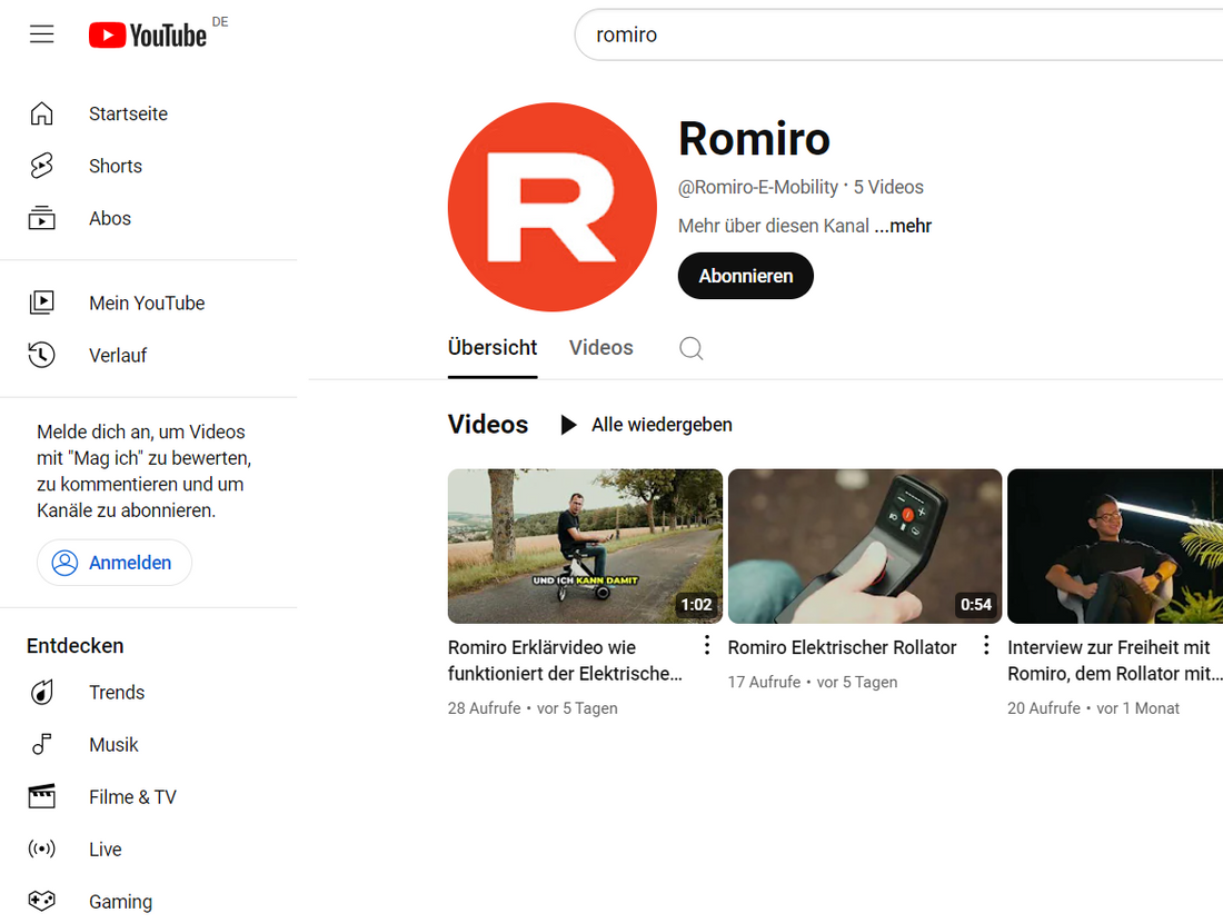 Entdecken Sie unser neues Erklärvideo zum Romiro – Ihrem innovativen E-Rollator
