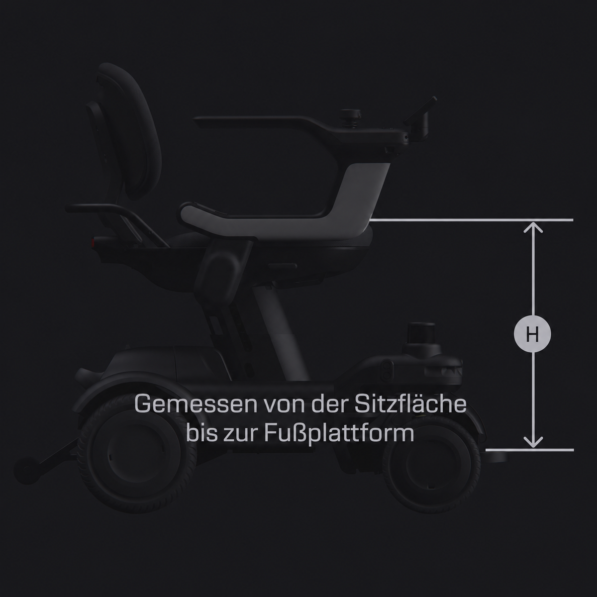 STRUTT EV1 – Sitzhöhe, gemessen von der Sitzfläche bis zur Fußplattform